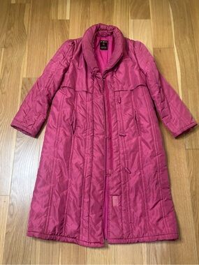 Vintage 90s Red Long Puffer Coat Quilted Jacket Women’s